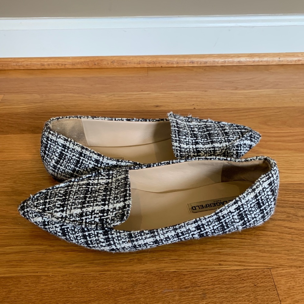 Karl Lagerfeld Woven Black and White Flats